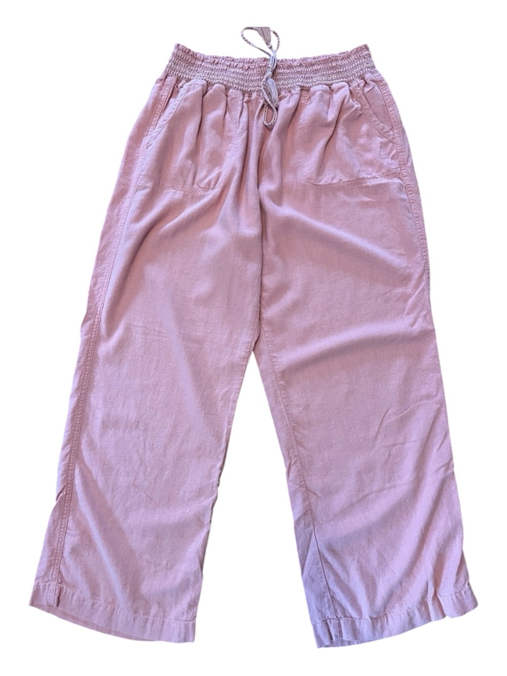 Soundstyle Women’s Dusty Rose Wide Leg Linen Blend Pants Size XL EUC Resortwear
